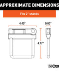 Approximate dimensions diagram for No Tool Anti Rattle Hitch Clamp Tightener For 2 Inch Receiver