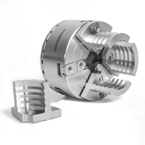 Hella Secure Ripple Deep Grip Replacement Jaws For Wood Lathe Chucks NCK Series close-up view with smooth grip and metal finish.