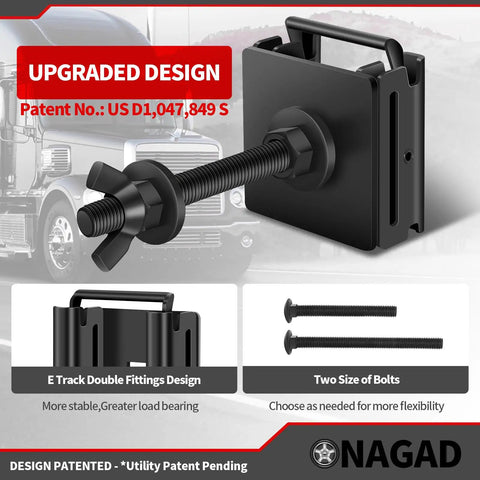 Spare Tire Holder Mount For Trailer E Track System With Upgraded Double Fittings, image shows upgraded design and bolts