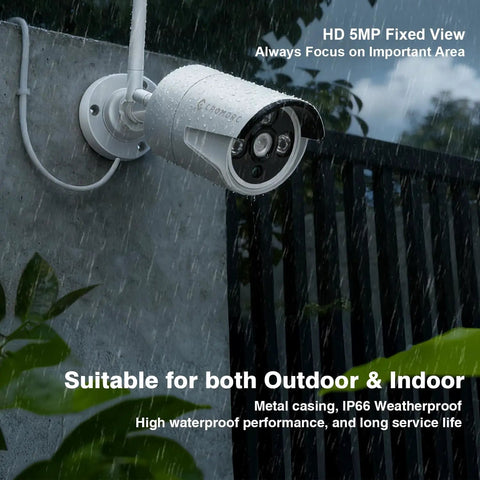 Outdoor camera from Expandable 10 Channel Wireless Security Camera System With 10.1 Inch Monitor 4 5MP Indoor Outdoor Cameras