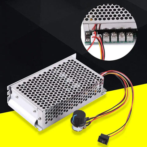 Beast Power DC Motor Speed Controller 10-50V 100A 5000W PWM Control with heat dissipating case and wiring details