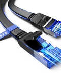 Cat 8 Ethernet Cable 20ft Shielded Flat For Gaming PC No Lag PS5 PS4 Xbox Modem Router 40Gbps 2000MHz High Speed Heavy Duty Internet Cable With 20 Cable Clips