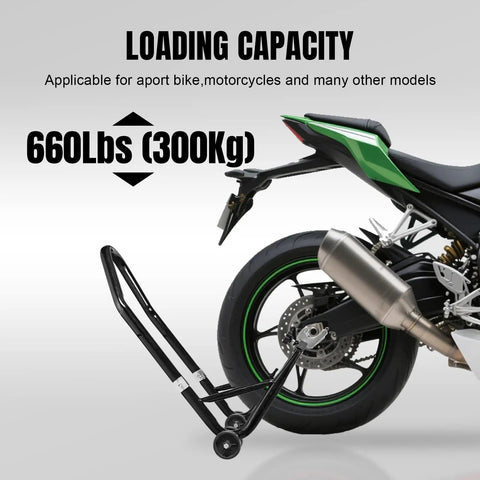 Heavy Duty Rear Swingarm Paddock Stand With Spool Mount, 500 Lb Capacity Wheel Lift For Sport Bikes, Fits Most Models Like Yamaha Honda Kawasaki, Black Powder Coat, Built To Last