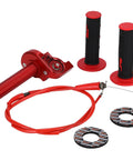 Universal Seven Eighths Inch 22mm Quick Twist Throttle Grips With Cable Aluminum Alloy For Dirt Bikes ATVs Mini Bikes Red