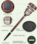Six Pack RGBW Solar Pathway Lights Outdoor With Auto On Off IP65 Waterproof LED Garden Path Lights, solar panel, cracked glass.