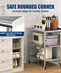 Stainless Steel Prep Table On Wheels 36x24 Inch NSF Food Prep Station With Backsplash And 2 Adjustable Undershelves in kitchen