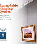 Picture Rail Hooks And Wire Set 5 Pack For Traditional Picture Rail Molding, Heavy Duty Hangers and Steel Wire Showing Frame