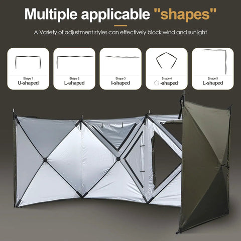 Oversized Camping Wind Block Screen Four Panels Campout Ready For Beach And Backyard Privacy Fence Sun Shield With Mesh Window