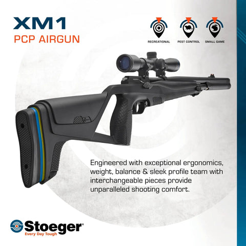 PCP Airgun With Scope And Hand Pump Combo.177 Caliber Black Synthetic Fiber Optic Sights 4x32 Scope XM1 Black Design