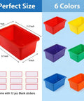 6 Pack Cubby Bin Storage Set Durable Plastic Stackable Bins For Toy Organization At Home Nursery Playroom Classroom Colors