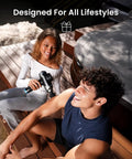 Couple using Professional Deep Tissue Percussion Massage Gun With Adjustable Amplitude From Six To Twelve Millimeters