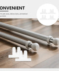 Kick Out Drafts With Heavy Duty Nylon Screen And Window Rollers Featuring Sturdy Guide Blocks For Double Track Sliding Doors Slick Gliding Pulleys Kit with silver tracks and white guide blocks.
