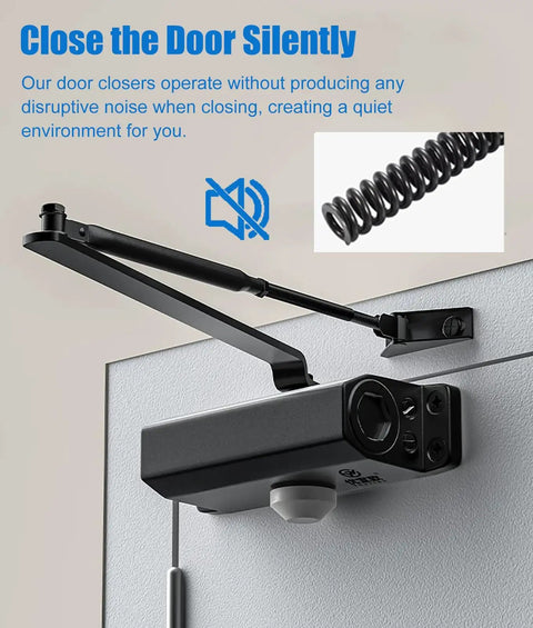 Heavy Duty Automatic Hydraulic Door Closer For Interior Doors Self Closing Black Aluminum Gate Spring Damper Quiet Soft Close