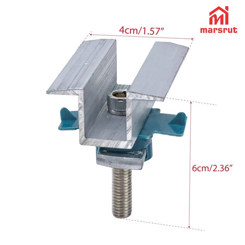 10 Pcs Solar Panel Clamps For Unistrut System And Mounting Bracket Kit Beefy Adjustable Wide PV Mid Mount Clips Aluminum Secure