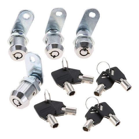 4 Pack Tubular Key Cam Locks Keyed Alike For Mailbox Desk Cabinet Drawer Security, four locks with eight matching keys
