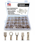 All In One 1200 Piece High Temp Crimp Wire Connector Kit 900 Degree Fahrenheit Nickel Plated Steel Assortment USA
