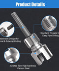 Triple Pack Pipe Thread Cutting Tool For Internal And External Threads, PVC Threader For Half Inch, Three Quarter Inch And One Inch Plastic Pipes.