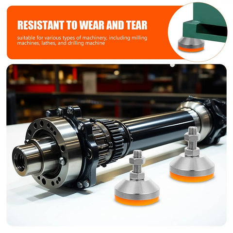 Rock Steady Adjustment And Zero Wiggle Room For Heavy Machinery Support Heavy Duty Leveler Feet with non-slip rubber bases for milling machines.