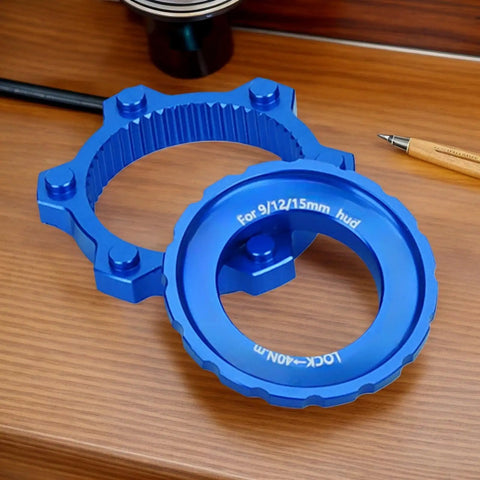 Lightweight Aluminum Center Lock Tool Adapter for Bikes on Wooden Surface