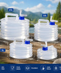 Collapsible Water Container With Spigot BPA Free Foldable Water Storage Jug for camping in sizes 3L, 5L, 10L, and 15L