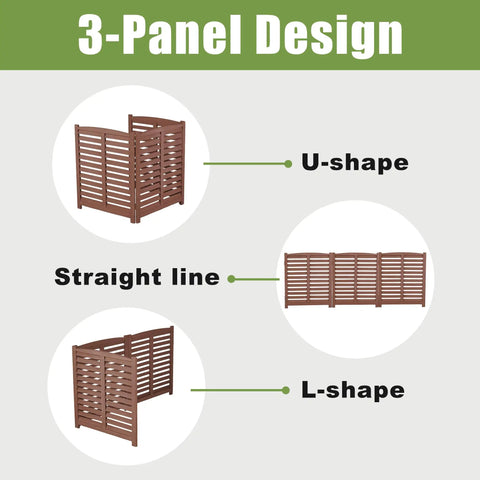 Diagram of 32 Inch Wide By 38 Inch High Three Panel Outdoor AC Fence Screen For Hiding Exterior Unit Trash Cans And Pool Equipment