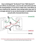 Must Have Smart Light Switch No Neutral Single Rocker For Your Smart Home Setup Hub Required Sold Separately 2.4 GHz Wi Fi Compatible Easy Install With Voice Control Ready In Wall Lighting Upgrade wiring diagram for no-neutral, live, load, and ground connections