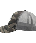 Camouflage side view of No Crying On The Yacht Women's Breathable Outdoor Trucker Hat With Adjustable Strap For Everyday Fits Laidback Vibe Sun Cap