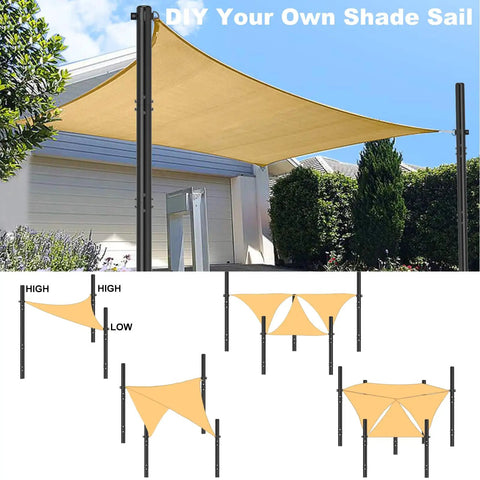 Heavy Duty Steel Shade Sail Poles 2 Pack With D Clamp For Outdoor String Lights Patio Backyard 2.36 Inch Diameter Posts Tough As Nails Sun Shade Poles Built To Last