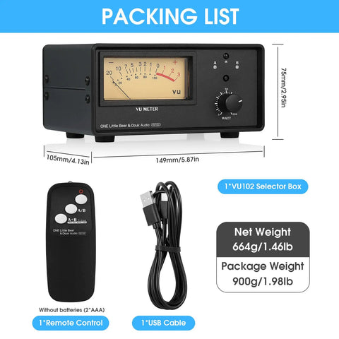 Dual Zone Speaker Selector Box And Amplifier Switch With VU Meter And Remote Control For Your Home Stereo Rig Package Contents