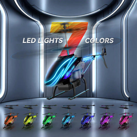 Kid Friendly RC Helicopter With Dual Batteries For Up To 30 Minute Flight, 7 LED Light Modes Plus Demo Mode in 7 color options