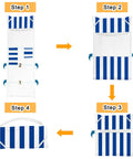 Oversized Beach Lounge Chair Towel Cover Set Of 2 With 3 Pockets Striped Dark Blue Microfiber Durable Quick Dry Fabric assembly guide