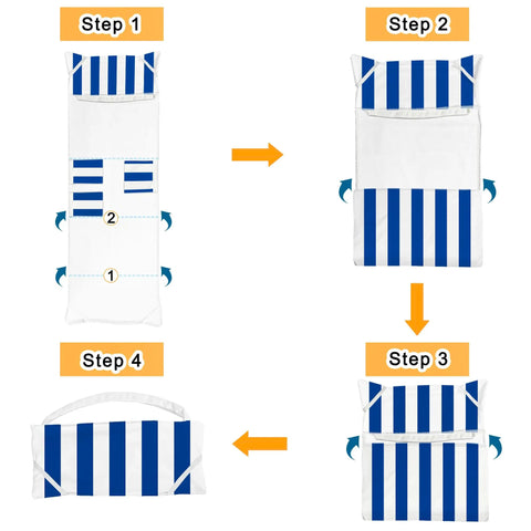 Oversized Beach Lounge Chair Towel Cover Set Of 2 With 3 Pockets Striped Dark Blue Microfiber Durable Quick Dry Fabric assembly guide