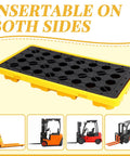 Yellow Spill Containment Platform with Grating, Stackable Modular System With Drain Outlet, Heavy Duty 20 Gallon Capacity, pallet style