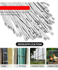 Heavy Duty Stainless Steel Cable Tie Tool Kit With 150 Pcs Metal Zip Ties showing flat metal ties for cable and fencing use.