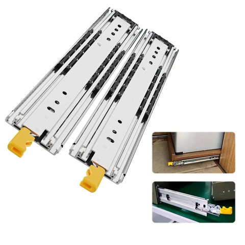 Heavy Duty Drawer Slides With Lock 44 Inch Side Mount Full Extension For Thick Drawers And Cabinets 1 Pair Built To Last In Tough Environments With Smooth Quiet Operation And Steel Construction, locking steel drawer slides