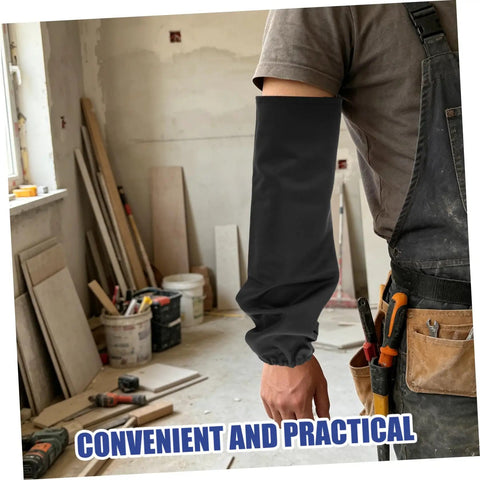 Tough As Nails Heat Resistant Welding Sleeves Fire Retardant Arm Protectors For Mechanics And Grinders Black on arm in workshop.