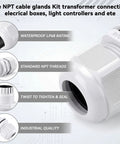 100 Pack 3/4 In NPT Grey Nylon Cable Gland Waterproof IP68 PA68 Adjustable Locknut Cord Grip details and features
