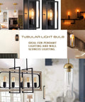Collage of Dimmable T10 Amber LED Tubular Bulb 6W 60W Equivalent in retro wall sconces and pendant lighting setups