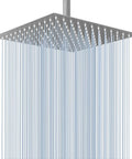 High Flow 12 Inch Rain Shower Head With Stainless Steel Square Waterfall Design For Full Body Coverage, Ultra Wide Shower Experience, Ceiling Or Wall Mount, Brushed Nickel Finish.