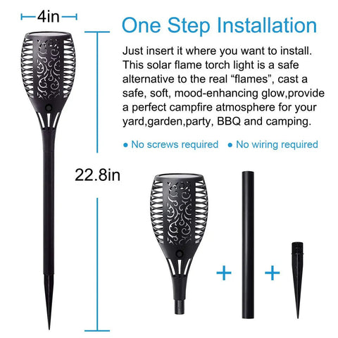 Solar Torch Light With Flickering Flame For Outdoor Yards And Gardens Large IP65 Waterproof Tiki Torches For Pathways