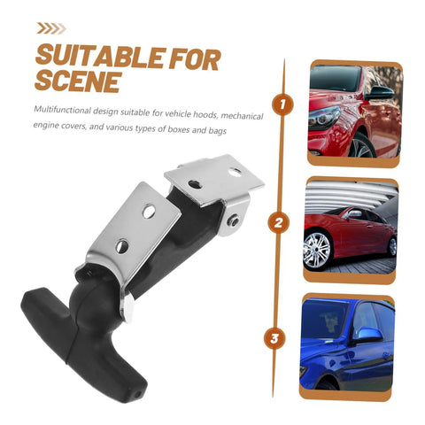 Elastic Rubber Hood Latch Kit For Vehicles With Shock Absorption shown with cars and installation ideas.