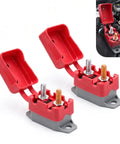 Dual Pack 30A 12V Circuit Breakers with Clear Covers and Red Indicators, showing heavy-duty stud bolt terminals for automotive use.