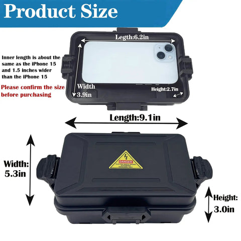 Mini Outdoor Electrical Box IP54 Waterproof Extension Cord Cover Weatherproof Junction Box With iPhone size comparison.