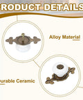 Retro Ceramic Cabinet Knobs Set of 4 1-1/4 Inch White Vintage Round Drawer Pulls With Backplates Screws and Nuts For Kitchen