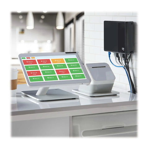 Cloud Connected 600VA UPS Battery Backup And Surge Protector With Remote Management And Monitoring next to POS system