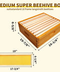 10 Frame Langstroth Medium Super Beehive Box Kit With Beeswax Dip Includes 10 Frames And Wax Foundations Yellow Unassembled
