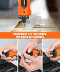 Cordless Screwdriver Kit With 8V Max Power 10Nm Torque 230 RPM 21 Plus 1 Clutch and quick bit changes feature