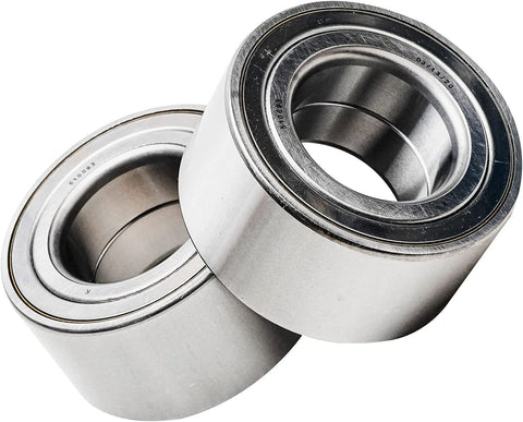 Close-up of two bearings from Six Piece Suspension Kit For Hyundai Veloster Elantra Coupe GT And Kia Forte Koup Forte5 Front Wheel Bearings Sway Bar Links Rear Wheel Bearings And Hubs Replacement.