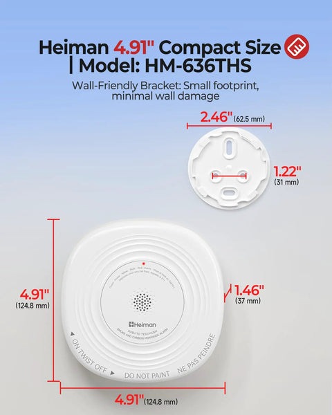 2 In 1 Smoke And Carbon Monoxide Detector With 10 Year Sealed Battery Dual Sensor Protection For Safer Home Easy Install Loud Alarms Smart Home Safety Upgrade, 4.91 in white