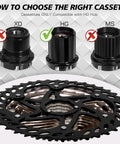 Ultra Light 8 9 10 11 12 Speed Bike Cassette for Mountain Road XC DH AM with 11 to 52T range, shows HG compatibility
